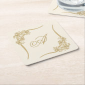 Sheer Poinsettia Lace Monogramat Rechteckiger Pappuntersetzer (angewinkelt)