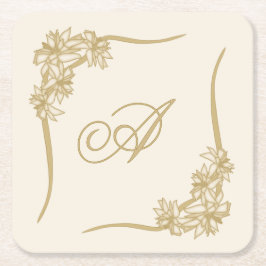 Sheer Poinsettia Lace Monogramat Rechteckiger Pappuntersetzer