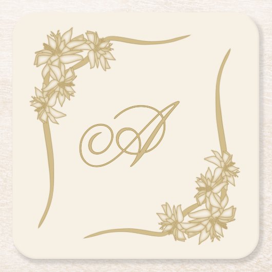 Sheer Poinsettia Lace Monogramat Rechteckiger Pappuntersetzer (Vorderseite)