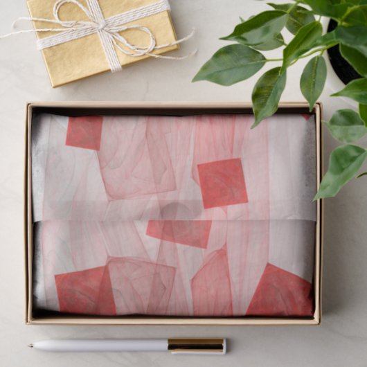 Sheer Red White Geometric Square Decoupage Seidenpapier (Geschenk)