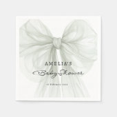 Sheer Sage Bow Script Neutral Baby Serviette (Vorderseite)
