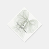 Sheer Sage Bow Script Neutral Baby Serviette (Ecke)