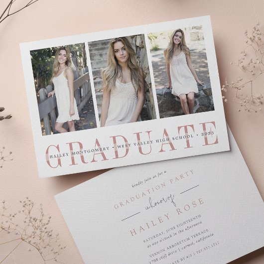 Sheer Stripe | Multi-Foto Graduation Party Einladung