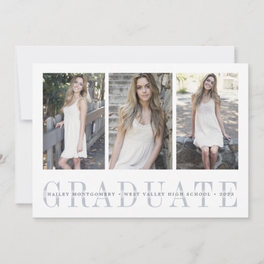 Sheer Stripe | Multi-Foto Graduation Party Einladung (Vorderseite)