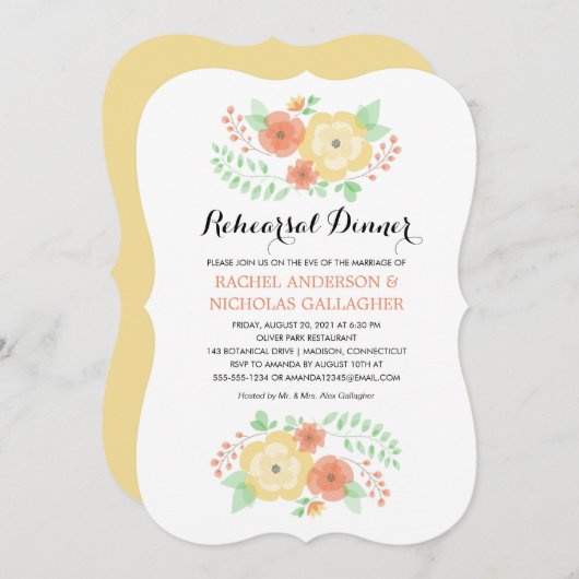 Sheer Summer Blume | Abendessen Probe Einladung (Vorne/Hinten)