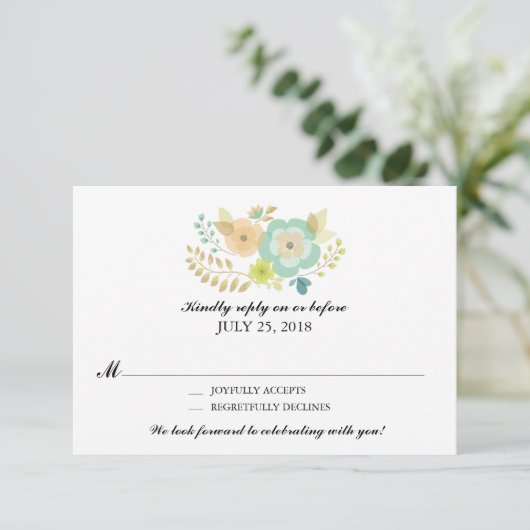 Sheer Summer Blume | HochzeitsrSVP RSVP Karte (Stehend Vorderseite)