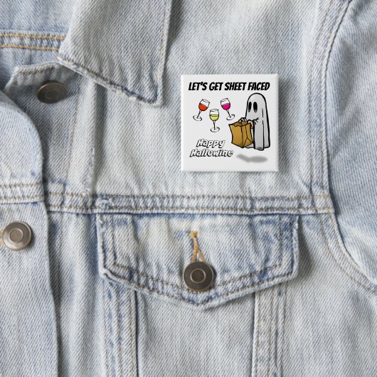 Sheet Faced Ghost Happy Hallowine Button (Beispiel)