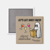 Sheet Faced Ghost Happy Hallowine Magnet (Vorderseite/Rückseite)