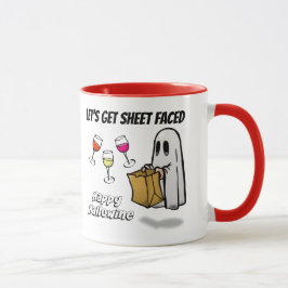 Sheet Faced Ghost Happy Hallowine Tasse