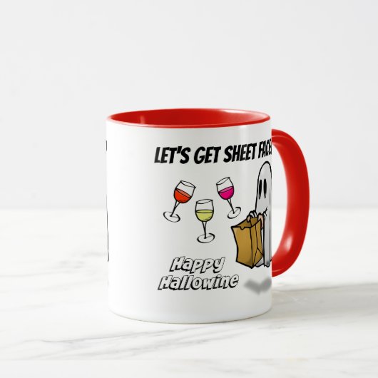 Sheet Faced Ghost Happy Hallowine Tasse (VorderseiteRechts)