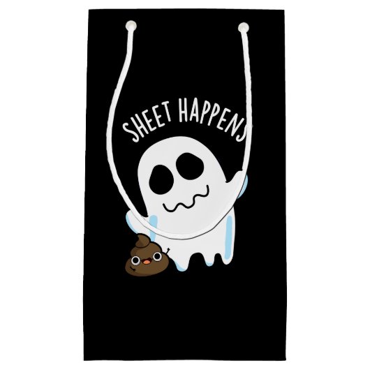 Sheet Happens Funny Ghost Pun Dark BG Kleine Geschenktüte (Vorderseite)