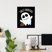 Sheet Happens Funny Ghost Pun Dark BG Poster (Heimbüro)