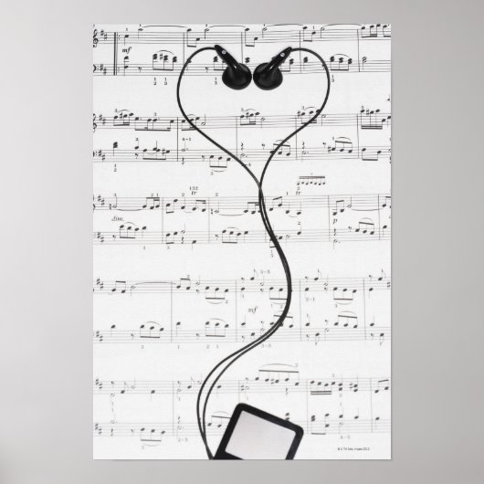 Sheet Music and Headphones Poster (Vorne)