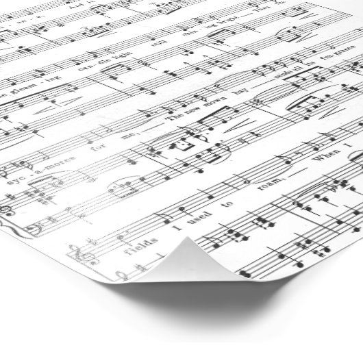Sheet Music Black and White Pattern Fotodruck (Ecke)