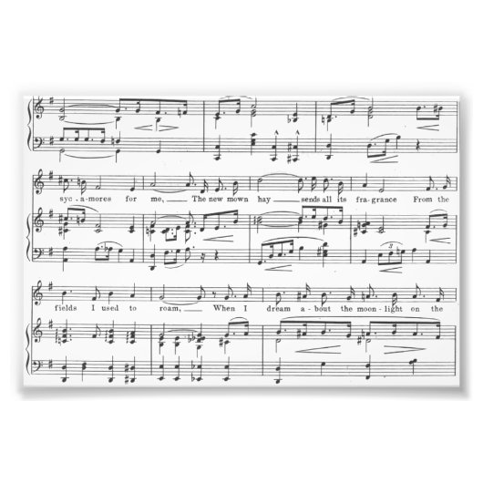 Sheet Music Black and White Pattern Fotodruck (Vorne)