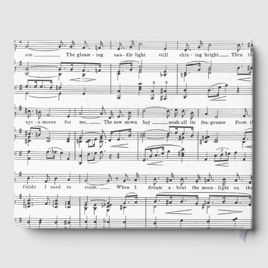 Sheet Music Black and White Pattern Gästebuch (Rückseite)