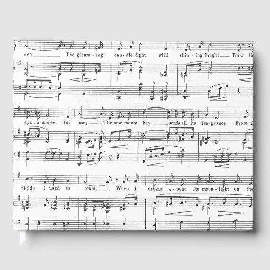 Sheet Music Black and White Pattern Gästebuch (Vorderseite)