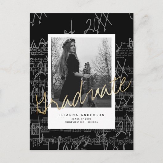 Sheet Music Black Foto Abschluss Ankündigung (Vorderseite)