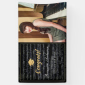 Sheet Music Black & Gold Foto Abschluss Banner (Vertikal)