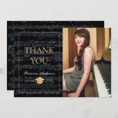 Sheet Music Black & Gold Foto Vielen Dank Einladung (Vorne/Hinten)