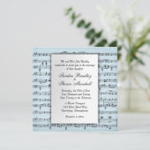 Sheet Music Blue Wedding Einladung (Stehend Vorderseite)