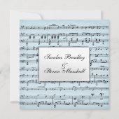 Sheet Music Blue Wedding Einladung (Rückseite)