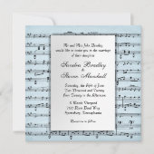 Sheet Music Blue Wedding Einladung (Vorderseite)