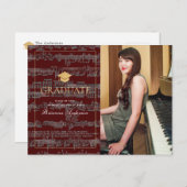 Sheet Music Burgundy Foto Abschluss Ankündigung (Vorne/Hinten)