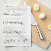 Sheet Music Fabric Schriftart 2024 Kalender Geschirrtuch (Viertel Falte)