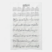 Sheet Music Fabric Schriftart 2024 Kalender Geschirrtuch (Vertikal)