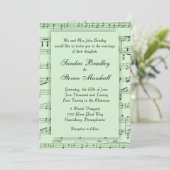 Sheet Music Green Wedding Einladung (Stehend Vorderseite)