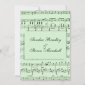 Sheet Music Green Wedding Einladung (Rückseite)