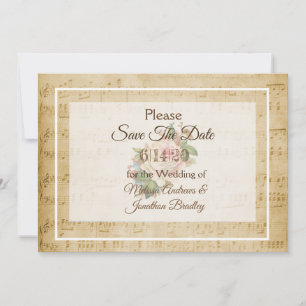 Sheet Music Pink Save the Date Einladung