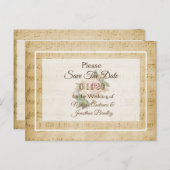 Sheet Music Pink Save the Date Postkarte (Vorne/Hinten)