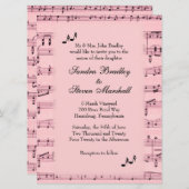 Sheet Music Pink Wedding Einladung (Vorne/Hinten)