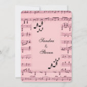 Sheet Music Pink Wedding Einladung (Rückseite)