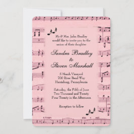 Sheet Music Pink Wedding Einladung