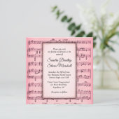 Sheet Music Pink Wedding Einladung (Stehend Vorderseite)