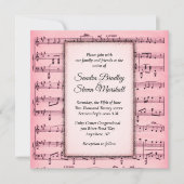 Sheet Music Pink Wedding Einladung (Vorderseite)