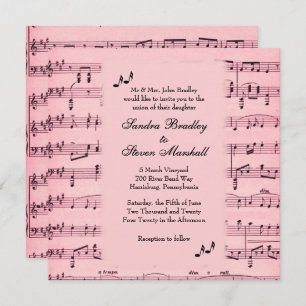 Sheet Music Pink Wedding Einladung