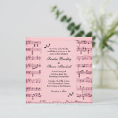 Sheet Music Pink Wedding Einladung (Stehend Vorderseite)