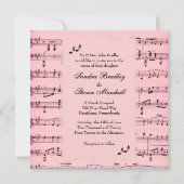 Sheet Music Pink Wedding Einladung (Vorderseite)