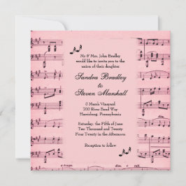 Sheet Music Pink Wedding Einladung