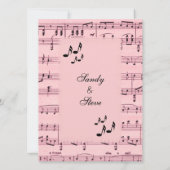 Sheet Music Pink Wedding Einladung (Rückseite)