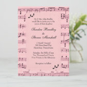 Sheet Music Pink Wedding Einladung (Stehend Vorderseite)