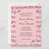Sheet Music Pink Wedding Einladung (Vorderseite)