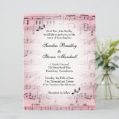 Sheet Music Pink Wedding Einladung 2 (Stehend Vorderseite)