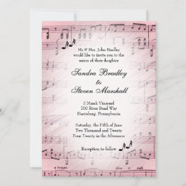 Sheet Music Pink Wedding Einladung 2