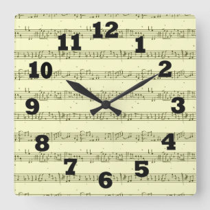 Sheet Music Quadratische Wanduhr