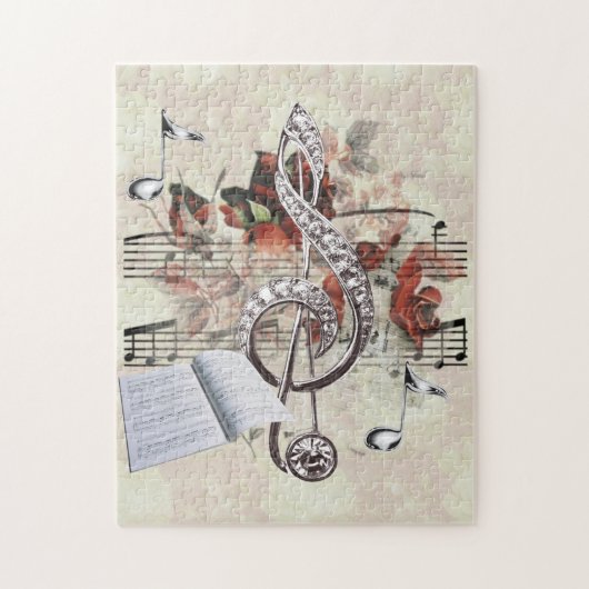 Sheet Music & Rose Silver Musiknoten Puzzle (Vertikal)
